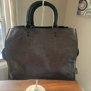 Metallic coach tote